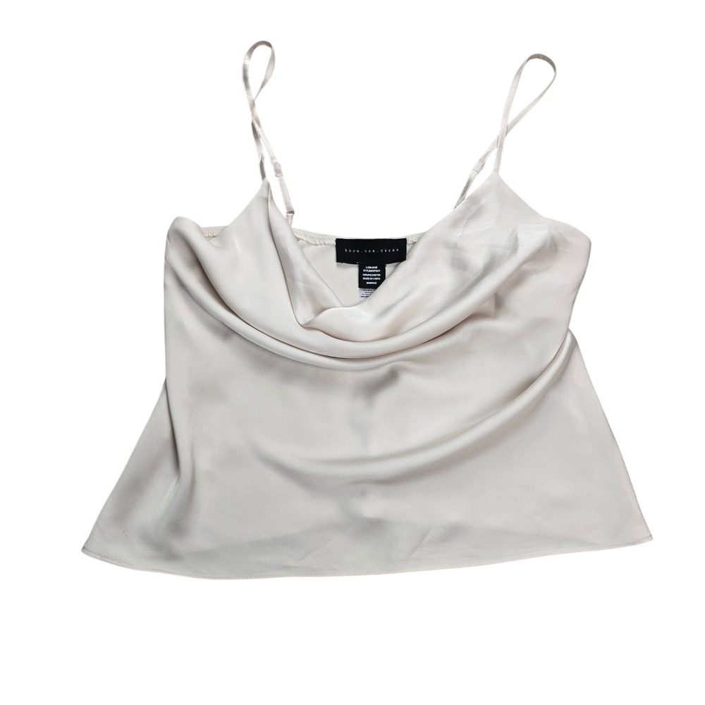 Know One Cares Satin Camisole Women L‎ Champagne Cowl Neck